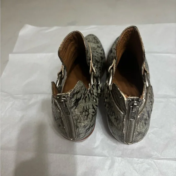Frye Ray Harness Back Zip Snake Print Ankle Booties - Black and Gray - Picture 6 of 10